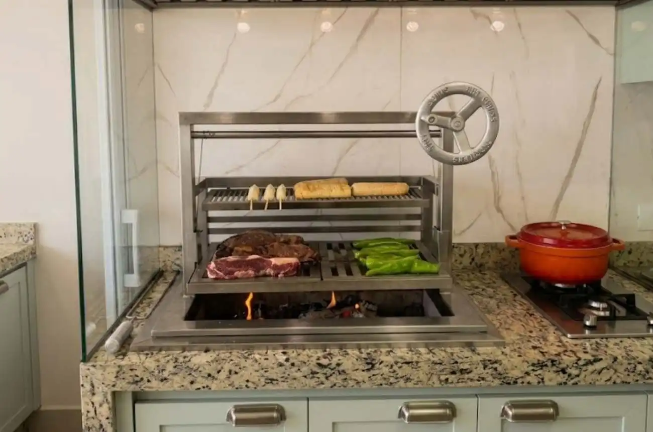 Projeto de churrasqueira parrilla em aço inox 304.